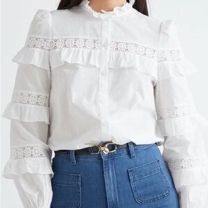 & other stories Button Up Ruffle Embroidery Blouse